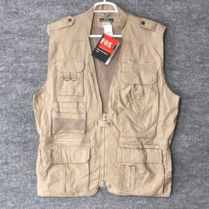 Fox Outdoor Products Mens Photo Journalists‎ Vest Khaki Tan Multi-Pocket NWT L